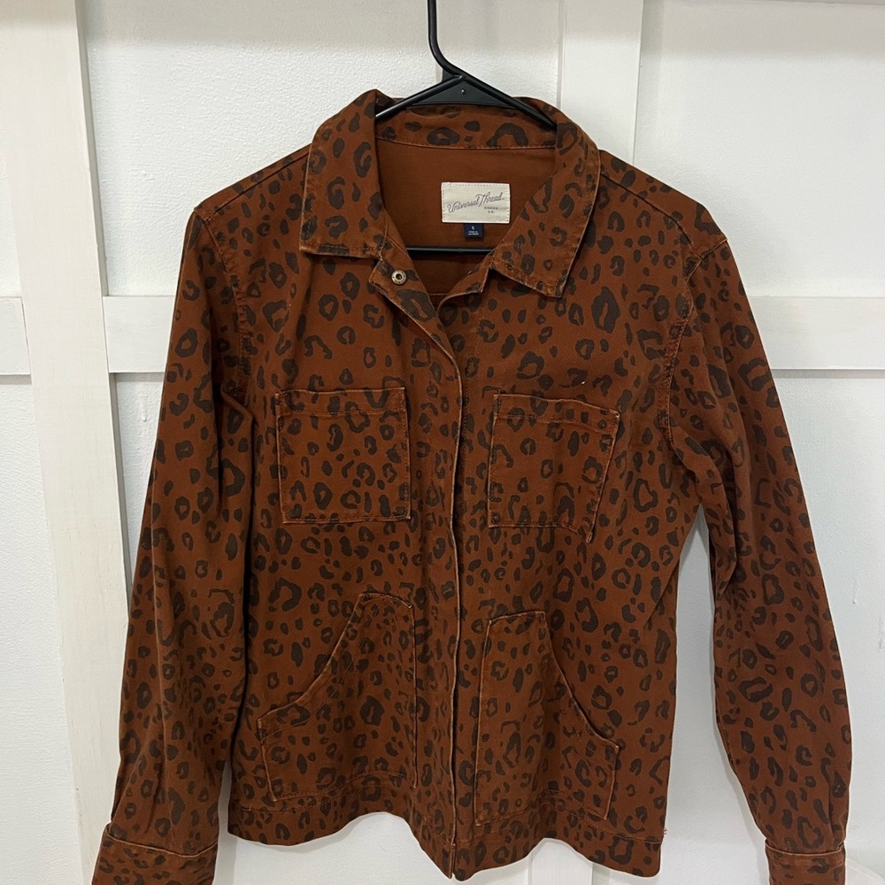 Universal Thread Brown Leopard Print Jean Jacket